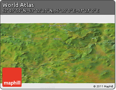 Satellite 3D Map of the Area around 63° 1' 7" N, 96° 58' 29" E