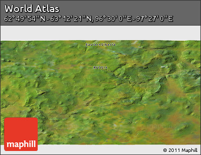 Satellite 3D Map of the Area around 63° 1' 7" N, 96° 58' 29" E