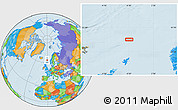 Political Location Map of the area around 63° 21' 9" N, 0° 46' 30" W