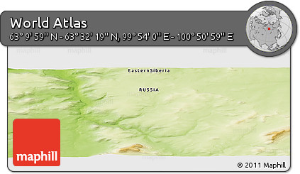 Physical Panoramic Map of the Area around 63° 21' 9" N, 100° 22' 30" E