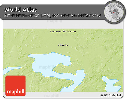 Physical 3D Map of the Area around 63° 21' 9" N, 106° 10' 30" W