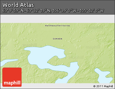 Physical 3D Map of the Area around 63° 21' 9" N, 106° 10' 30" W