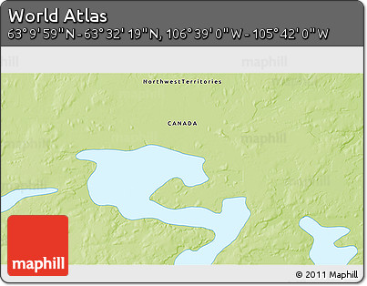 Physical 3D Map of the Area around 63° 21' 9" N, 106° 10' 30" W