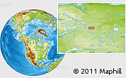 Physical Location Map of the area around 63° 21' 9" N, 106° 10' 30" W