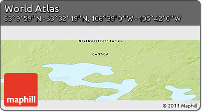 Physical Panoramic Map of the Area around 63° 21' 9" N, 106° 10' 30" W