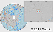 Gray Location Map of the area around 63° 21' 9" N, 108° 1' 30" E, hill shading