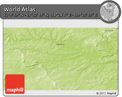 Physical 3D Map of the Area around 63° 21' 9" N, 108° 52' 30" E