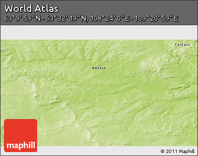 Physical 3D Map of the Area around 63° 21' 9" N, 108° 52' 30" E