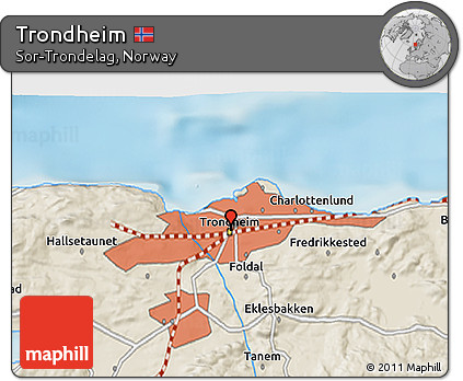 Shaded Relief 3D Map of Trondheim