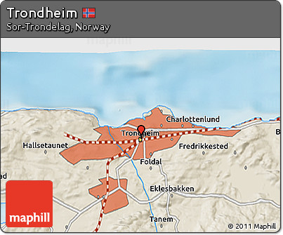 Shaded Relief 3D Map of Trondheim