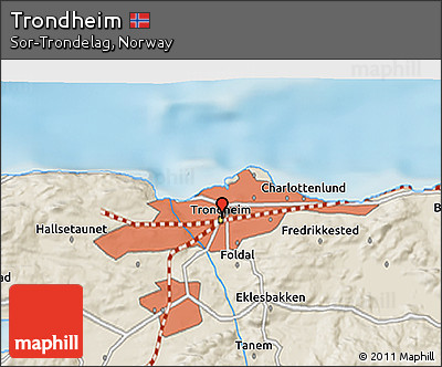 Shaded Relief 3D Map of Trondheim