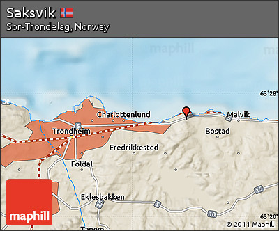 Shaded Relief Map of Saksvik