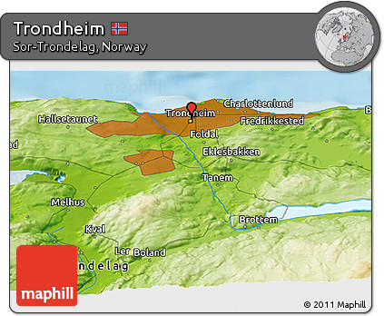Physical Panoramic Map of Trondheim
