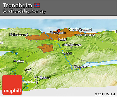 Physical Panoramic Map of Trondheim