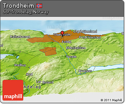 Physical Panoramic Map of Trondheim