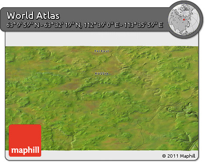 Satellite 3D Map of the Area around 63° 21' 9" N, 113° 7' 30" E