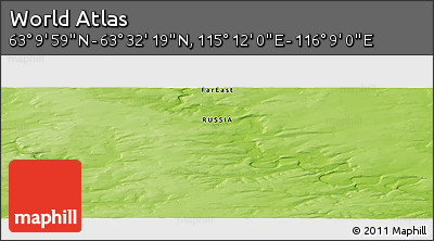 Physical Panoramic Map of the Area around 63° 21' 9" N, 115° 40' 30" E