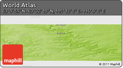 Physical Panoramic Map of the Area around 63° 21' 9" N, 115° 40' 30" E