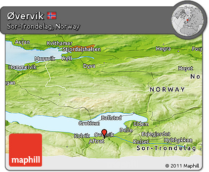 Physical Panoramic Map of Øvervik