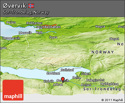 Physical Panoramic Map of Øvervik