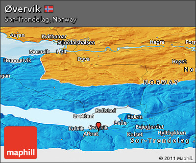 Political Panoramic Map of Øvervik