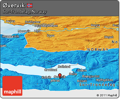Political Panoramic Map of Øvervik