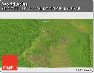 Satellite 3D Map of the Area around 63° 21' 9" N, 127° 34' 30" E
