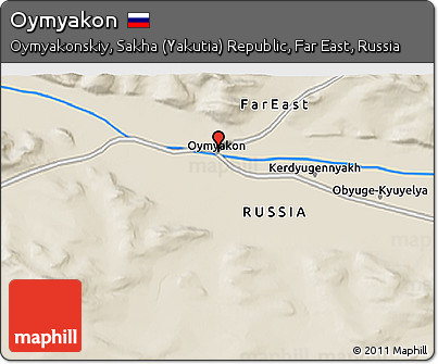 Shaded Relief 3D Map of Oymyakon