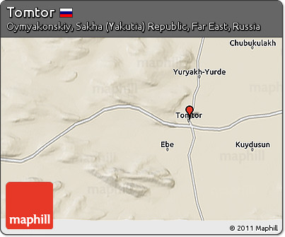 Shaded Relief 3D Map of Tomtor