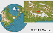 Satellite Location Map of Oymyakon