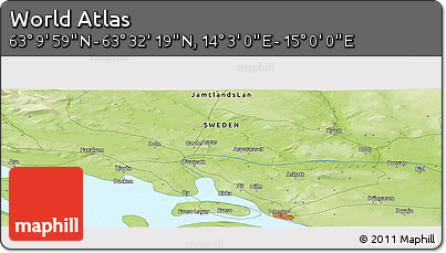 Physical Panoramic Map of the Area around 63° 21' 9" N, 14° 31' 30" E