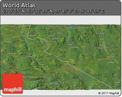 Satellite 3D Map of the Area around 63° 21' 9" N, 16° 13' 30" E