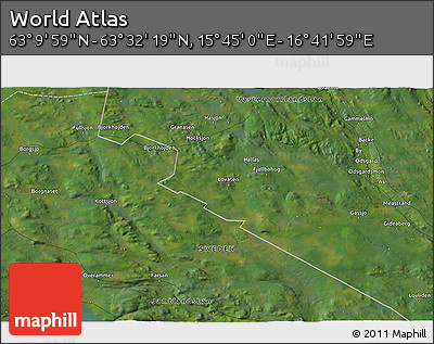 Satellite 3D Map of the Area around 63° 21' 9" N, 16° 13' 30" E