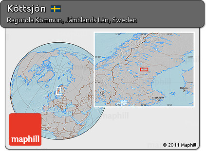 Gray Location Map of Köttsjön, hill shading