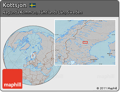 Gray Location Map of Köttsjön, hill shading