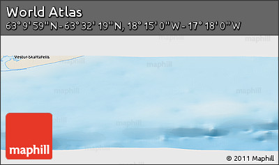 Shaded Relief Panoramic Map of the Area around 63° 21' 9" N, 17° 46' 29" W