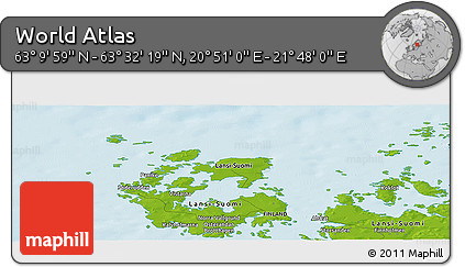 Physical Panoramic Map of the Area around 63° 21' 9" N, 21° 19' 30" E