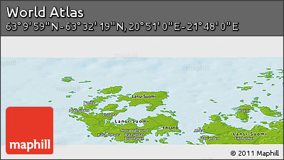 Physical Panoramic Map of the Area around 63° 21' 9" N, 21° 19' 30" E
