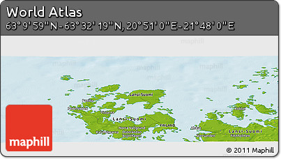 Physical Panoramic Map of the Area around 63° 21' 9" N, 21° 19' 30" E