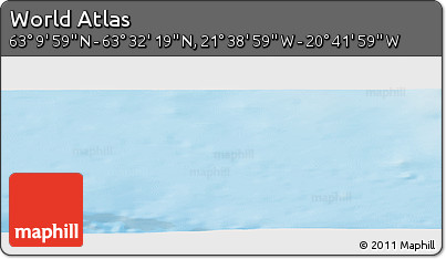 Shaded Relief Panoramic Map of the Area around 63° 21' 9" N, 21° 10' 29" W