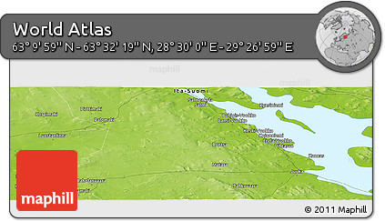 Physical Panoramic Map of the Area around 63° 21' 9" N, 28° 58' 30" E