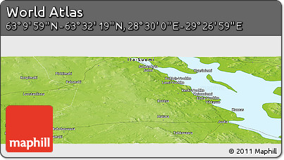 Physical Panoramic Map of the Area around 63° 21' 9" N, 28° 58' 30" E