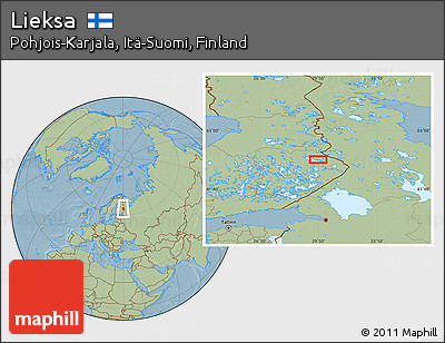 Savanna Style Location Map of Lieksa, hill shading