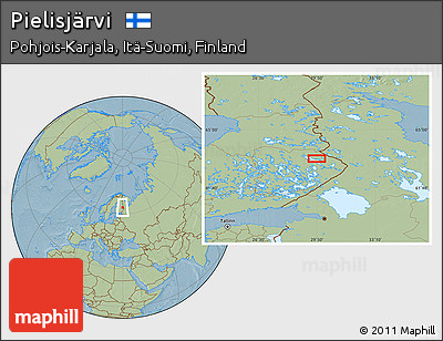 Savanna Style Location Map of Pielisjärvi, hill shading