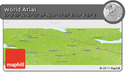 Physical Panoramic Map of the Area around 63° 21' 9" N, 30° 40' 29" E