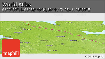 Physical Panoramic Map of the Area around 63° 21' 9" N, 30° 40' 29" E