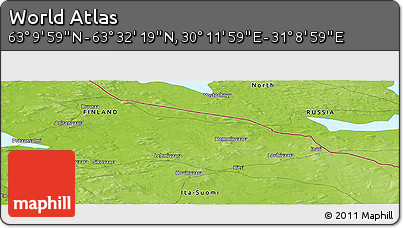 Physical Panoramic Map of the Area around 63° 21' 9" N, 30° 40' 29" E