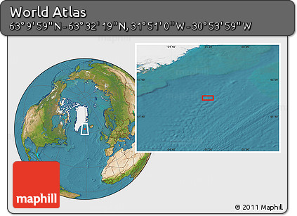 Satellite Location Map of the Area around 63° 21' 9" N, 31° 22' 30" W