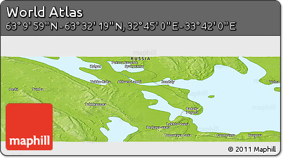 Physical Panoramic Map of the Area around 63° 21' 9" N, 33° 13' 30" E