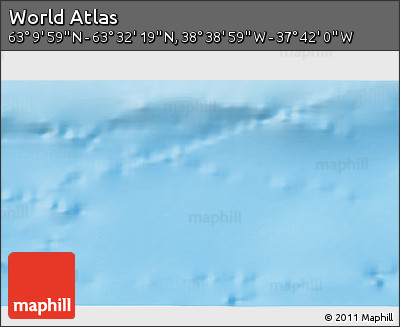Physical 3D Map of the Area around 63° 21' 9" N, 38° 10' 29" W